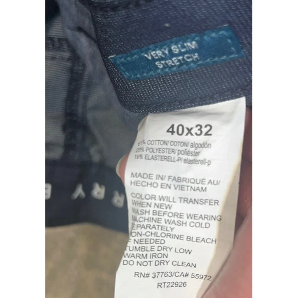 New Perry Ellis Very Slim‎ Chino Pants Men's 40 X 32  Navy Blue Stretch